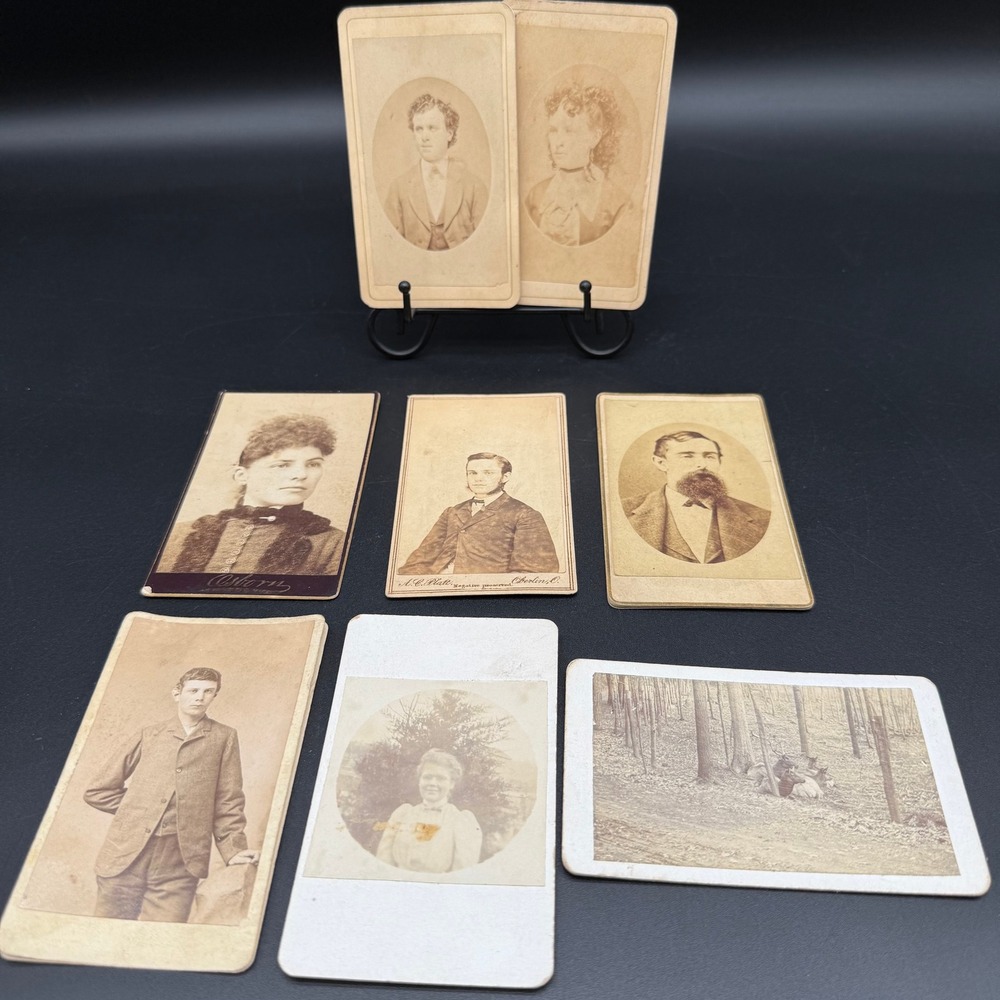 Lot of 9 Antique Photographs CDVs and Mounted‎ Portraits 1860s to Early 1900s